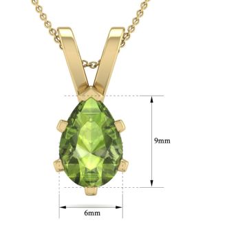 1 1/3 Carat Pear Shape Peridot Necklace In 14K Yellow Gold Over Sterling Silver, 18 Inches