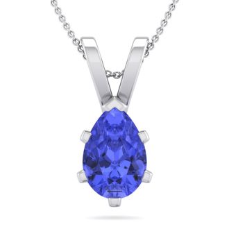 1 1/3 Carat Pear Shape Tanzanite Necklace In Sterling Silver, 18 Inches