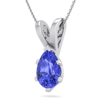 1 1/3 Carat Pear Shape Tanzanite Necklace In Sterling Silver, 18 Inches