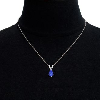 1 1/3 Carat Pear Shape Tanzanite Necklace In Sterling Silver, 18 Inches
