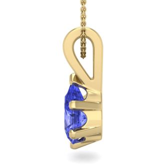 1 1/3 Carat Pear Shape Tanzanite Necklace In 14K Yellow Gold Over Sterling Silver, 18 Inches