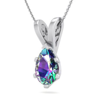 1 Carat Pear Shape Mystic Topaz Necklace In Sterling Silver, 18 Inches
