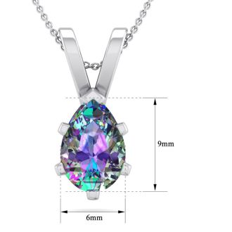 1 Carat Pear Shape Mystic Topaz Necklace In Sterling Silver, 18 Inches