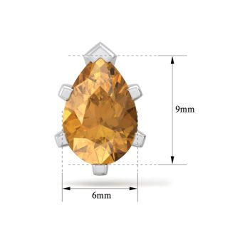 2 Carat Pear Shape Citrine Stud Earrings In Sterling Silver