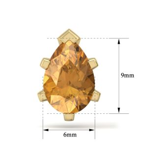 2 Carat Pear Shape Citrine Stud Earrings In 14K Yellow Gold Over Sterling Silver