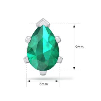 2 1/3 Carat Pear Shape Emerald Stud Earrings In Sterling Silver
