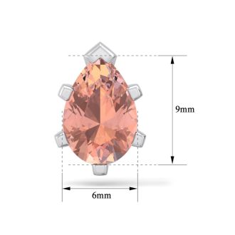 2-1/3 Carat Pear Shape Morganite Earrings Studs In Sterling Silver