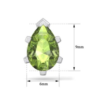 2 3/4 Carat Pear Shape Peridot Stud Earrings In Sterling Silver