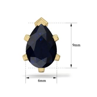 3 1/5 Carat Pear Shape Sapphire Stud Earrings In 14K Yellow Gold Over Sterling Silver