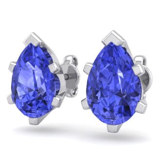2 1/2 Carat Pear Shape Tanzanite Stud Earrings In Sterling Silver