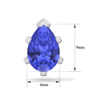 2 1/2 Carat Pear Shape Tanzanite Stud Earrings In Sterling Silver