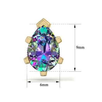 2 Carat Pear Shape Mystic Topaz Stud Earrings In 14K Yellow Gold Over Sterling Silver