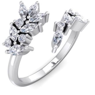 1/2 Carat Round and Marquise Diamond Ring In 14 Karat White Gold