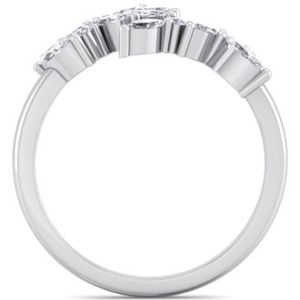 1/2 Carat Round and Marquise Diamond Ring In 14 Karat White Gold