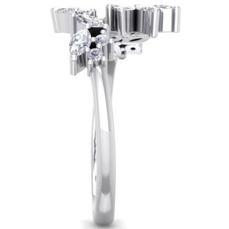 1/2 Carat Round and Marquise Diamond Ring In 14 Karat White Gold
