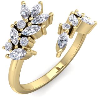 1/2 Carat Round and Marquise Diamond Ring In 14 Karat Yellow Gold