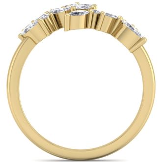 1/2 Carat Round and Marquise Diamond Ring In 14 Karat Yellow Gold