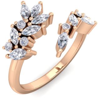 1/2 Carat Round and Marquise Diamond Ring In 14 Karat Rose Gold
