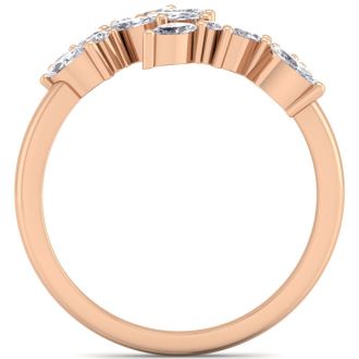 1/2 Carat Round and Marquise Diamond Ring In 14 Karat Rose Gold