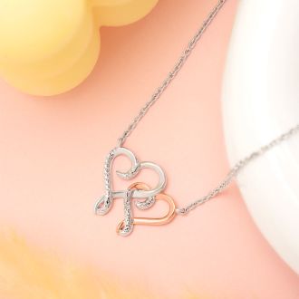 One Diamond Two-Tone So In Love Heart Necklace, 18 Inches.  Finely Crafted, Beautiful Necklace!