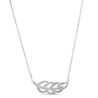 Ornate Diamond Leaf Necklace, 18 Inches.  Brand New Style.  Beautiful!  Looks So Expensive!