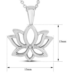 Diamond Accent Lotus Necklace With 18 Inch Chain. This Pendant Shines Forth Just Wonderfully