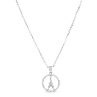 Popular Wonderful Eiffel Tower Necklace in Platinum Plated Overlay With Free 18 Inch Necklace. So Beloved!
