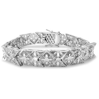 LAST REMAINING QUANTITY! 1 Carat Intricate Diamond Bracelet, 7 Inches.  Interesting Art Deco Natural, Rose-Cut Diamond Bracelet That Looks Very Big!