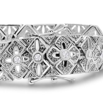 BLOWOUT LAST REMAINING QUANTITY! 1 Carat Intricate Diamond Bracelet, 7 Inches.  Interesting Art Deco Natural, Rose-Cut Diamond Bracelet That Looks Very Big!