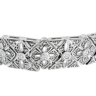 LAST REMAINING QUANTITY! 1 Carat Intricate Diamond Bracelet, 7 Inches.  Interesting Art Deco Natural, Rose-Cut Diamond Bracelet That Looks Very Big!