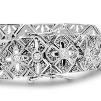 LAST REMAINING QUANTITY! 1 Carat Intricate Diamond Bracelet, 7 Inches.  Interesting Art Deco Natural, Rose-Cut Diamond Bracelet That Looks Very Big!