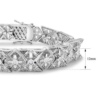 LAST REMAINING QUANTITY! 1 Carat Intricate Diamond Bracelet, 7 Inches.  Interesting Art Deco Natural, Rose-Cut Diamond Bracelet That Looks Very Big!