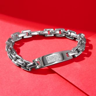 Men's Diamond ID Bracelet In Stainless Steel. Very High Quality.  36 Shiny Diamonds.
