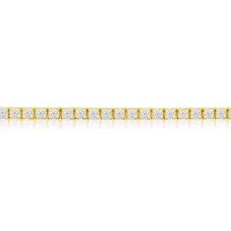 3 2/3 Carat Diamond Mens Tennis Bracelet In 14 Karat Yellow Gold, 8 1/2 Inches
