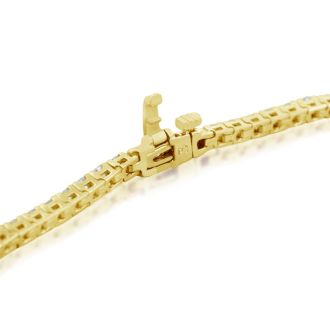 3 2/3 Carat Diamond Mens Tennis Bracelet In 14 Karat Yellow Gold, 8 1/2 Inches
