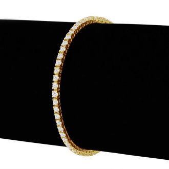 3 2/3 Carat Diamond Mens Tennis Bracelet In 14 Karat Yellow Gold, 8 1/2 Inches