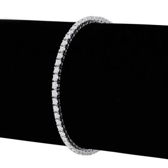 3 2/3 Carat Diamond Mens Tennis Bracelet In 14 Karat White Gold, 8 1/2 Inches