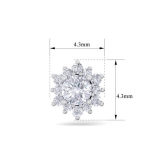 1 Carat Round Shape Flower Halo Diamond Stud Earrings In 14 Karat White Gold