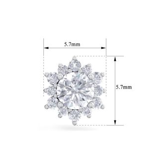 2 Carat Round Shape Flower Halo Diamond Stud Earrings In 14 Karat White Gold