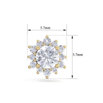 2 Carat Round Shape Flower Halo Diamond Stud Earrings In 14 Karat Yellow Gold