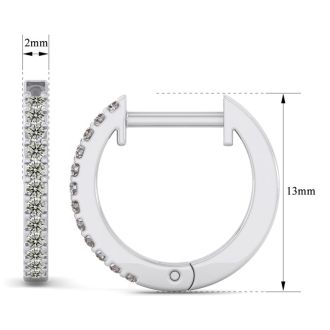 1/8 Carat Diamond Mens Hoop Earrings In 14 Karat White Gold