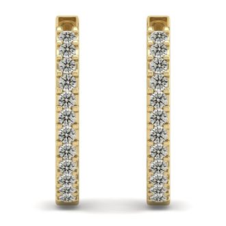 1/8 Carat Diamond Mens Hoop Earrings In 14 Karat Yellow Gold