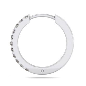 1/10 Carat Diamond Single Mens Hoop Earring In 14 Karat White Gold
