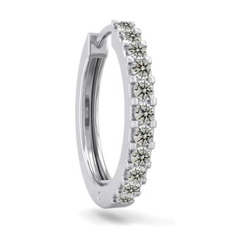 1/10 Carat Diamond Single Mens Hoop Earring In 14 Karat White Gold