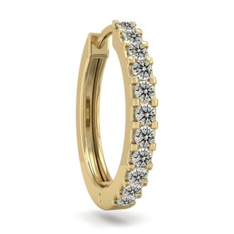 1/10 Carat Diamond Single Mens Hoop Earring In 14 Karat Yellow Gold
