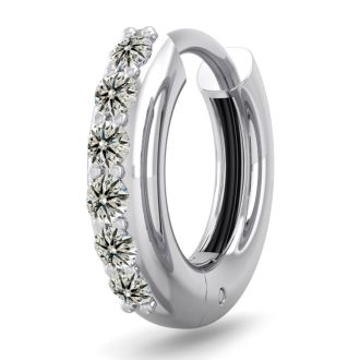 1/8 Carat Diamond Single Mens Hoop Earring In 14 Karat White Gold