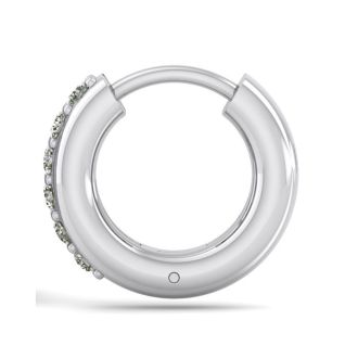 1/6 Carat Diamond Single Mens Hoop Earring In 14 Karat White Gold