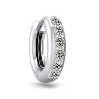 1/6 Carat Diamond Single Mens Hoop Earring In 14 Karat White Gold