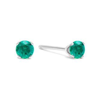 5 Point Emerald Stud Earrings In Sterling Silver.  So Cute!