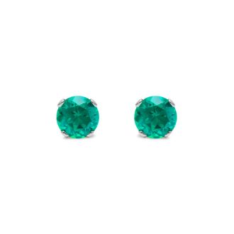5 Point Emerald Stud Earrings In Sterling Silver.  So Cute!